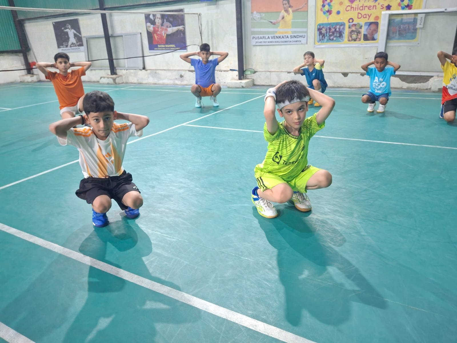 Squat holds through the warm-up
